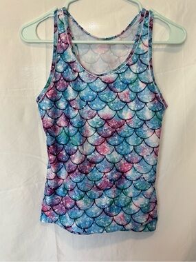 Kids Mermaid-Scale Tankini Top - Blue & Purple